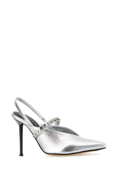 Alexander Mcqueen Metallic Leather Pumps Studded Detail In Silver