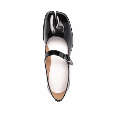 Maison Margiela Tabi Leather Mary Jane Ballets In Black