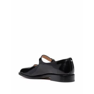 Maison Margiela Tabi Leather Mary Jane Ballets In Black