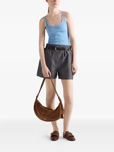 Prada Large Suede Shoulder Bag