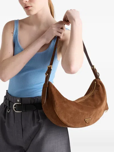 Prada Large Suede Shoulder Bag
