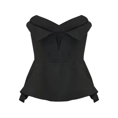 Alexander Mcqueen Silk Blend Strapless Bustier With Bow Detail In Black