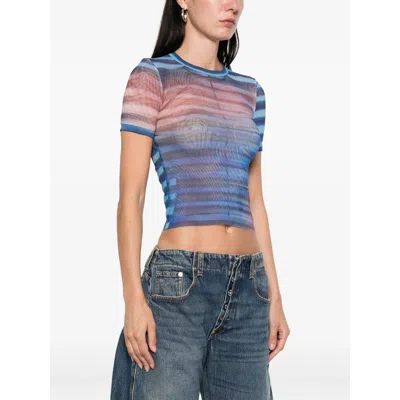 Jean Paul Gaultier Striped Mesh Top