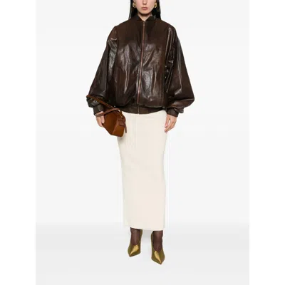Magda Butrym Zip-fastening Ribbed-cuff Jacket In Brown