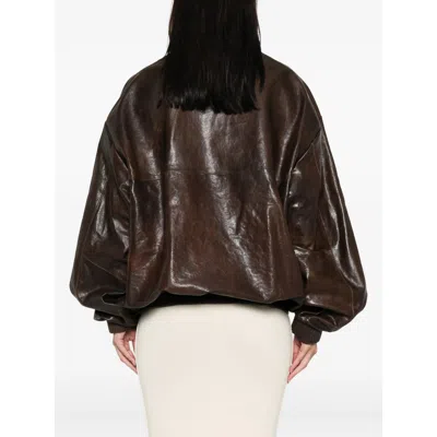 Magda Butrym Zip-fastening Ribbed-cuff Jacket In Brown