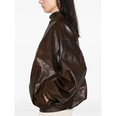 Magda Butrym Zip-fastening Ribbed-cuff Jacket In Brown