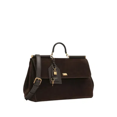 Dolce & Gabbana Women My Suede Tote Bag Decorated With A Sicily Padlock In Brown