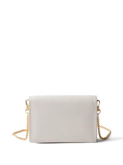 Prada Saffiano Leather Wallet In White