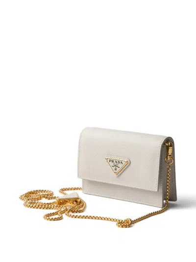 Prada Saffiano Leather Wallet In White
