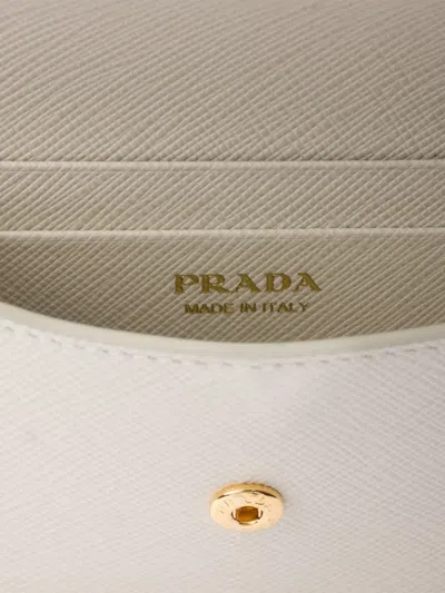 Prada Saffiano Leather Wallet In White