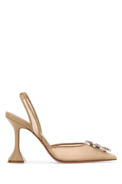 Amina Muaddi Women Antiqued Gold Mesh Begum Pumps