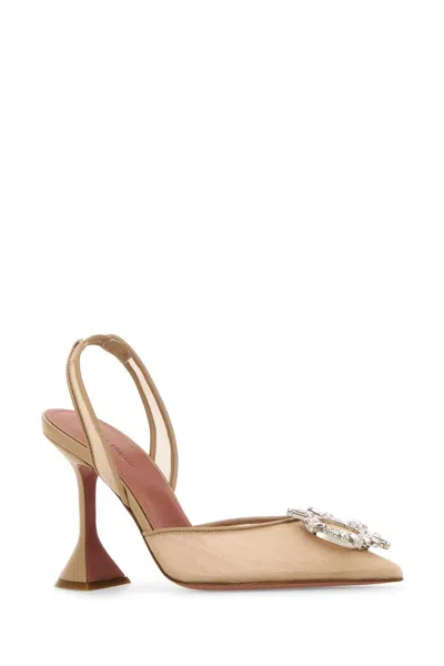 Amina Muaddi Women Antiqued Gold Mesh Begum Pumps