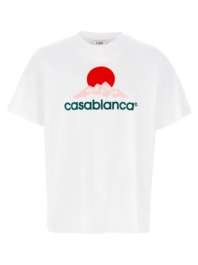 Casablanca White Crewneck T-shirt With Logo On The Front