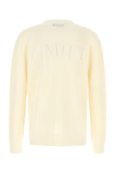 Amiri Crochet Sweater With Ribbed Cuffs And Hem In Neutral