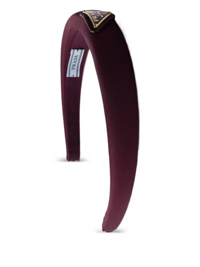 Prada Triangle-logo Headband In Burgundy