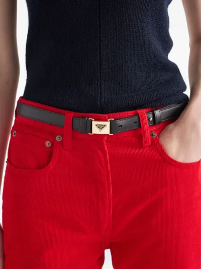 Prada Leather Belt In Black