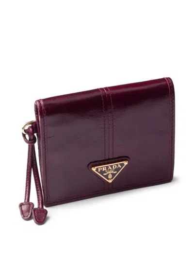 Prada Soft Lux Patent-leather Logo-plaque Wallet