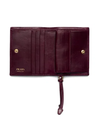 Prada Soft Lux Patent-leather Logo-plaque Wallet