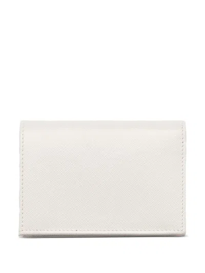 Prada Small Saffiano Leather Wallet In White