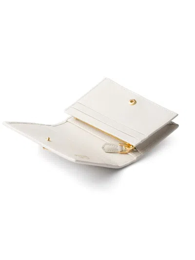 Prada Small Saffiano Leather Wallet In White