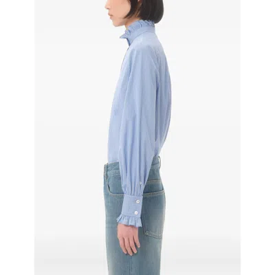 Valentino Hemd Aus Classic Stripe Popeline Frau Iris Liliac 48
