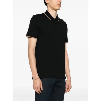 Hugo Boss Contrast Trim Parlay Polo Shirt In Black