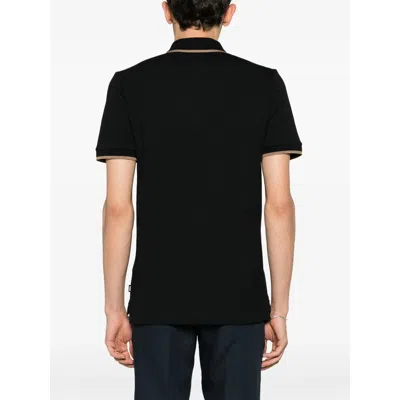 Hugo Boss Contrast Trim Parlay Polo Shirt In Black