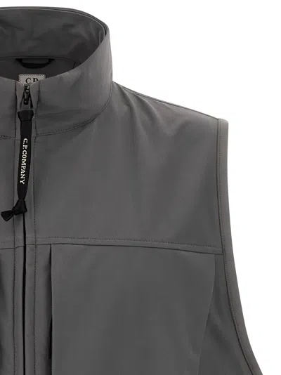 C.p. Company Shell Hooded Sleeveless Jacket In Gray