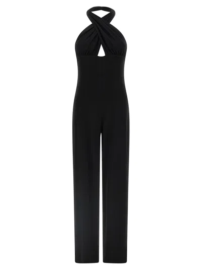Norma Kamali Cross Halter Straight Leg Jewelry Black
