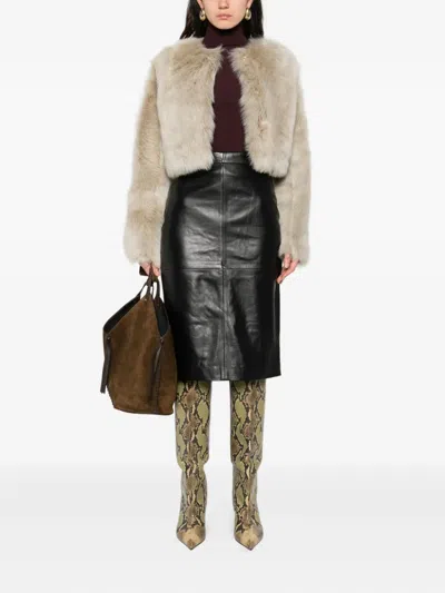 Elisabetta Franchi Turtleneck Sweater With Pocket In Brown