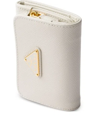 Prada Small Saffiano Leather Wallet In White