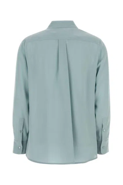 Weekend Max Mara Almina Silk Shirt Back Pleat In Blue