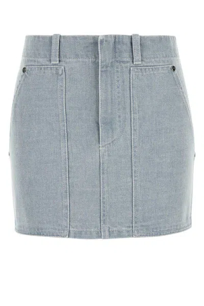 Fendi Denim Mini Skirt In Gray