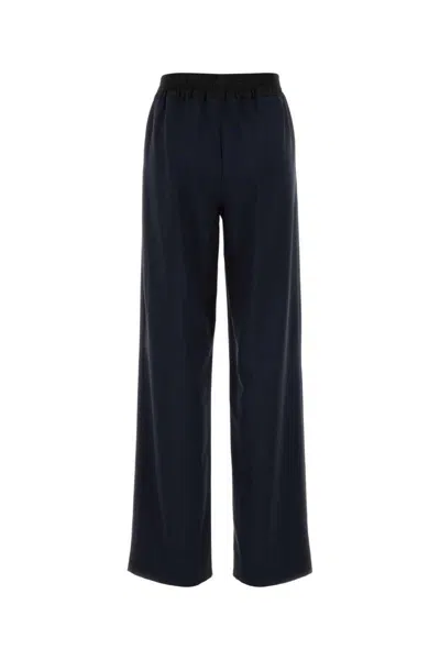 Miu Miu Navy Blue Wool Pant In Blue