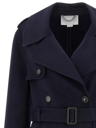Stella Mccartney Double-breasted Wool Trench Coat Coats And Trench Coats Blue In Blue