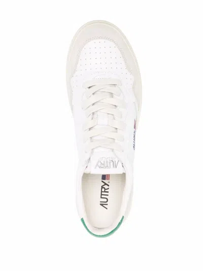Autry Low-top Sneakers With Mixed Textures And Contrast Heel Tab In White