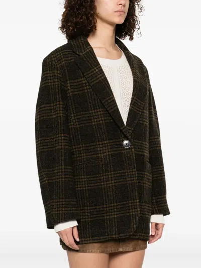Isabel Marant Étoile Gesina Check Wool Suit Jacket In Brown