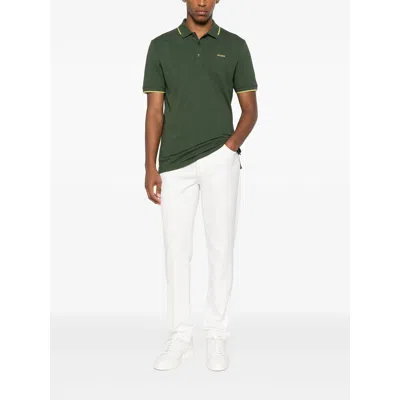 Hugo Boss Stretch-cotton Slim-fit Polo Shirt With Printed Logo