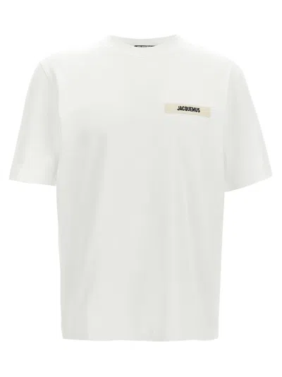 Jacquemus 'le T-shirt Gros Grain' White T-shirt With Logo Patch On The Front In White