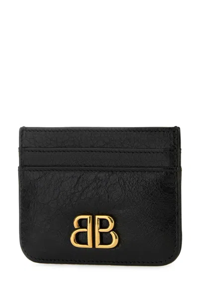 Balenciaga Black Leather Monaco Card Holder In Black