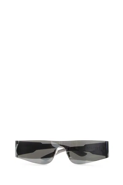 Balenciaga Silver Acetate Mono Rectangle Sunglasses In Gray
