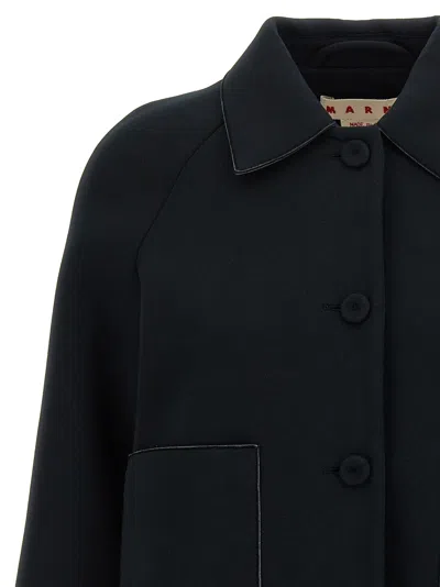 Marni Button-front Jersey Jacket With Classic Collar In Gray