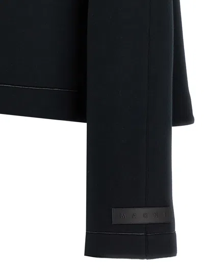 Marni Button-front Jersey Jacket With Classic Collar In Gray