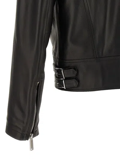 Dsquared2 Leather Biker Jacket In Black