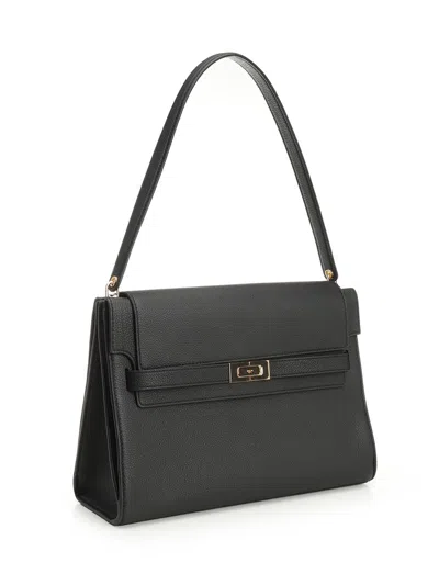 Tory Burch Structured Leather Shoulder Bag With Gold-tone Clasp