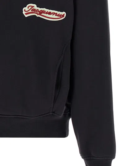 Jacquemus Cotton Sweatshirt With Embroidered Varsity Patch In Black