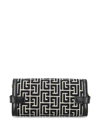 Balmain B Buzz 23 Embossed Labryinth Monogram Leather Clutch
