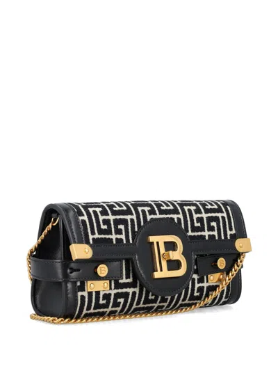 Balmain B Buzz 23 Embossed Labryinth Monogram Leather Clutch