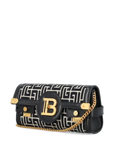 Balmain B Buzz 23 Embossed Labryinth Monogram Leather Clutch