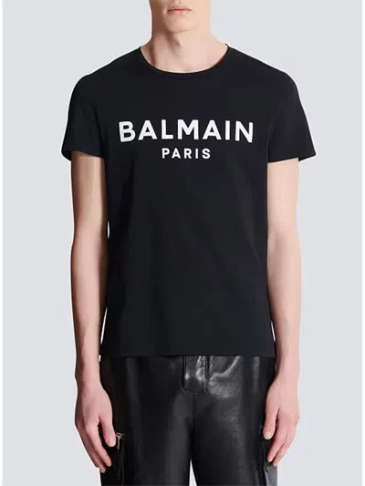 Balmain Logo Print T-shirt In Black